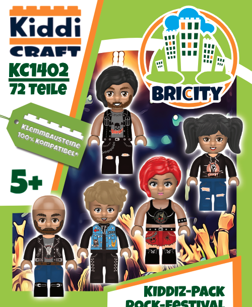 KIDDIZ Figuren-Pack City II – 5 Klemmbaustein-Figuren Mit Zubehör, Kompatibel Mit Marken-Bausteinen