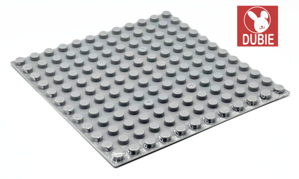 Dubie Baseplate Big Brick 12x12 große Noppen Hellgrau